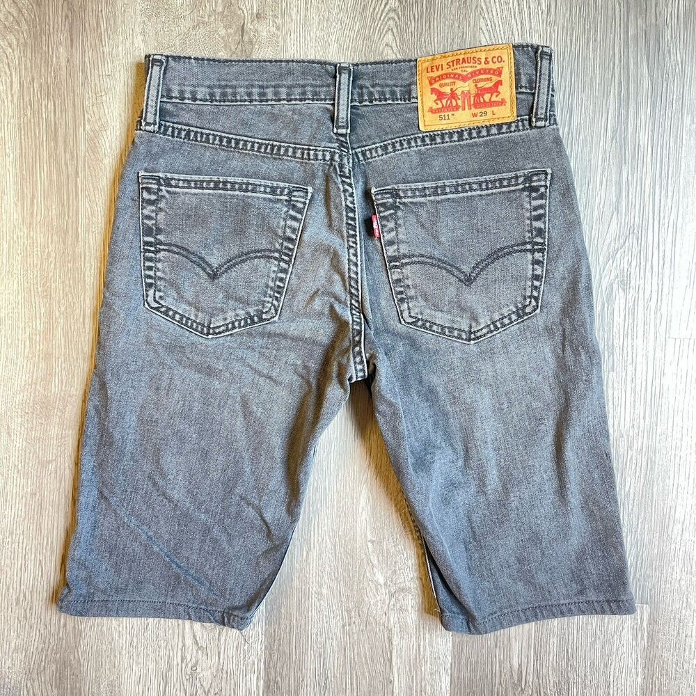 Levi's 511 Men's Size 29 Shorts Denim Jean 11” Inseam Black Faded Slim Fit - Picture 3 of 12